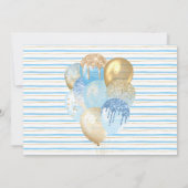 Baby shower goudblauw ballonjongen kaart (Achterkant)