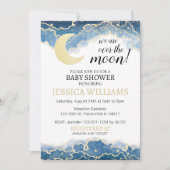 Baby shower goudblauwe maan kaart (Voorkant)