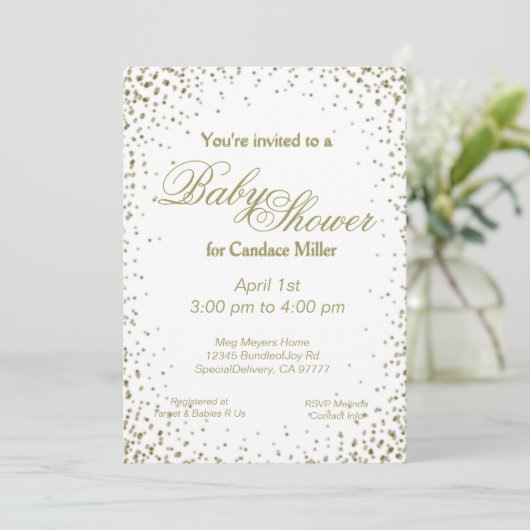 Baby Shower | GoudConfetti Kaart (Staand voorkant)