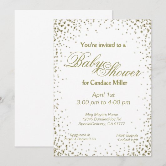 Baby Shower | GoudConfetti Kaart (Voorkant / Achterkant)