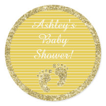 Baby shower "Gouden Baby Voeten" Stickers 1 1/2" o