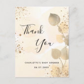 Baby shower gouden eucalyptus glitter dank u briefkaart (Voorkant)