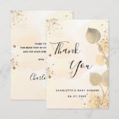 Baby shower gouden eucalyptus moderne glitter bedankkaart (Voorkant / Achterkant)