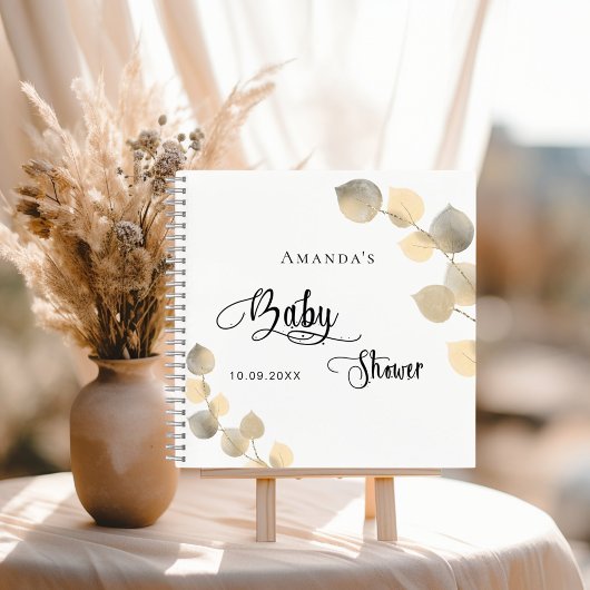 Baby shower gouden eucalyptus notitieboek