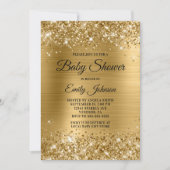 Baby Shower Gouden Glitterende Folie Fancy Script Kaart (Voorkant)
