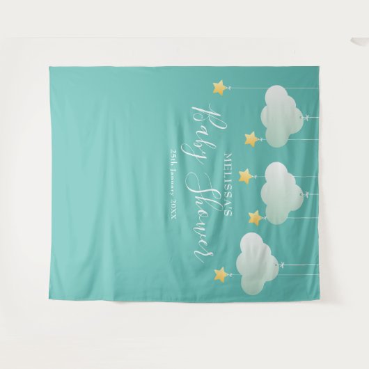 Baby Shower Gouden Sterren Fotobooth Achtergrond Wandkleed (Voorkant (horizontaal))