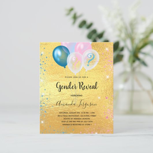 Baby shower gouden uitnodiging (Staand voorkant)