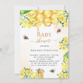 Baby shower goudgele bloemigen schattig kaart (Voorkant)