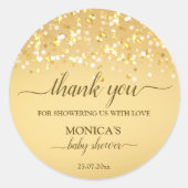 Baby shower goudmousserende glitter bedankt ronde sticker (Voorkant)
