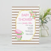 Baby shower goudveelhoekige florthee kaart (Staand voorkant)