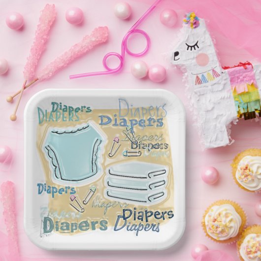 Baby shower grafische kaart papieren bordje (Feest)