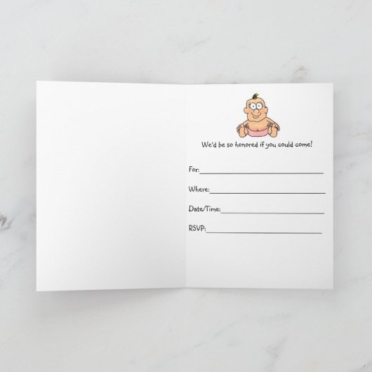Baby shower Grappig Meisje Uitnodiging Uitnodiging (Binnen)