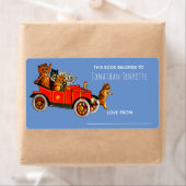 Baby shower Grappige Cartoon Katten Retro Auto Kin Etiket (Insitu)