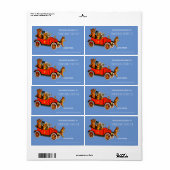 Baby shower Grappige Cartoon Katten Retro Auto Kin Etiket (Full Sheet)