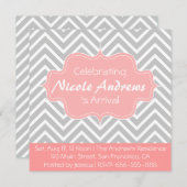 Baby Shower: Gray and White Chevron Pattern Kaart (Voorkant / Achterkant)