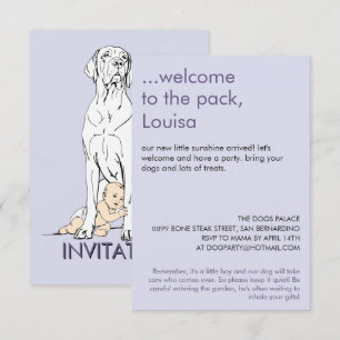 baby shower great dane Minimalistische Tekening  RSVP Kaartje