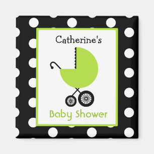 Baby shower - Green Carriage en Polka Dots Magneet