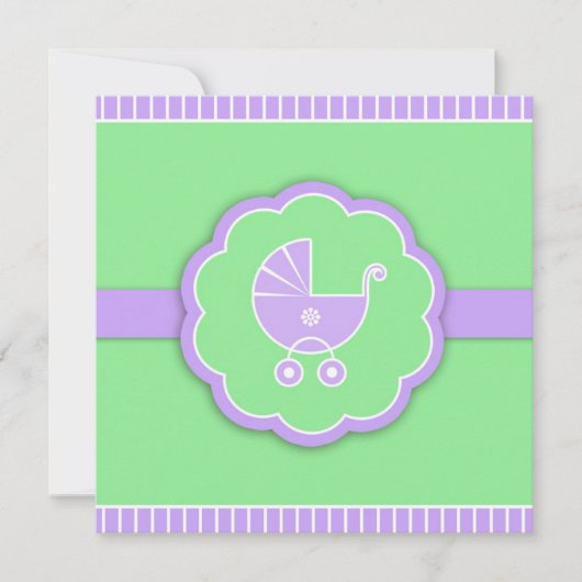 Baby shower Green Flat Invitation Kaart (Voorkant)