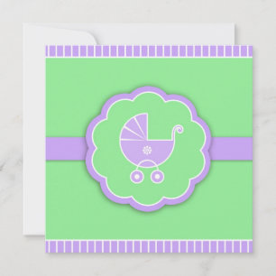 Baby shower Green Flat Invitation Kaart