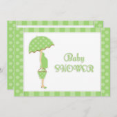Baby shower Green Flat Invitation Kaart (Voorkant / Achterkant)