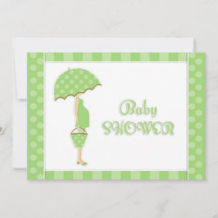 Baby shower Green Flat Invitation Kaart