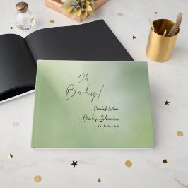 Baby Shower Green Watercolor Background Oh Baby Gastenboek