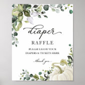 Baby shower Greenery Diaper Raffle Game Sign Poster (Voorkant)