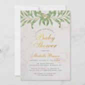 Baby shower Greenery Elegant Script Genderneutraal Kaart (Voorkant)