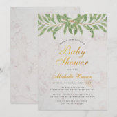 Baby shower Greenery Elegant Script Genderneutraal Kaart (Voorkant / Achterkant)