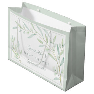 Baby shower Greenery Elegant Waterverf Botanische Groot Cadeauzakje