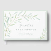 Baby shower Greenery Elegant Waterverf Foliage Gastenboek (Voorkant)