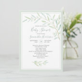Baby shower Greenery Elegant Waterverf Foliage Kaart (Staand voorkant)