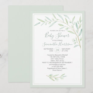 Baby shower Greenery Elegant Waterverf Foliage Kaart