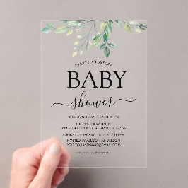 Baby shower Greenery Eucalyptus Acryl Uitnodigingen