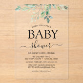 Baby shower Greenery Eucalyptus Acryl Uitnodigingen (Voorkant)