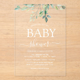 Baby shower Greenery Eucalyptus Acryl Uitnodigingen