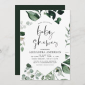 Baby shower Greenery Eucalyptus Botanical Kaart (Voorkant / Achterkant)