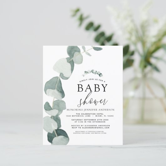 Baby shower Greenery Eucalyptus Invitation (Staand voorkant)