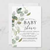 Baby shower Greenery Eucalyptus Invitation Kaart (Voorkant)