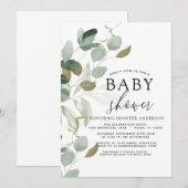 Baby shower Greenery Eucalyptus Invitation Kaart (Voorkant / Achterkant)