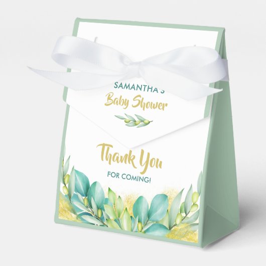 Baby shower Greenery Eucalyptus Leaves Olive Bedankdoosjes (Voorkant Zijde)