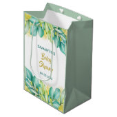 Baby shower Greenery Eucalyptus Leaves Olive Medium Cadeauzakje (Voorkant Gekanteld)