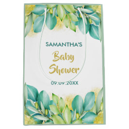 Baby shower Greenery Eucalyptus Leaves Olive Medium Cadeauzakje