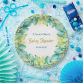 Baby shower Greenery Eucalyptus Leaves Olive Papieren Bordje (Feest)