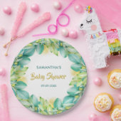 Baby shower Greenery Eucalyptus Leaves Olive Papieren Bordje (Feest)