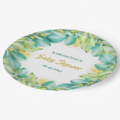 Baby shower Greenery Eucalyptus Leaves Olive Papieren Bordje (Gekanteld)
