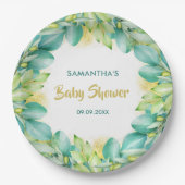Baby shower Greenery Eucalyptus Leaves Olive Papieren Bordje (Voorkant)