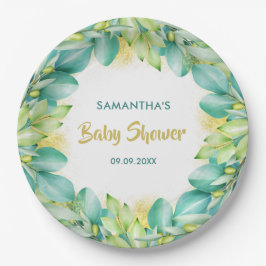Baby shower Greenery Eucalyptus Leaves Olive Papieren Bordje