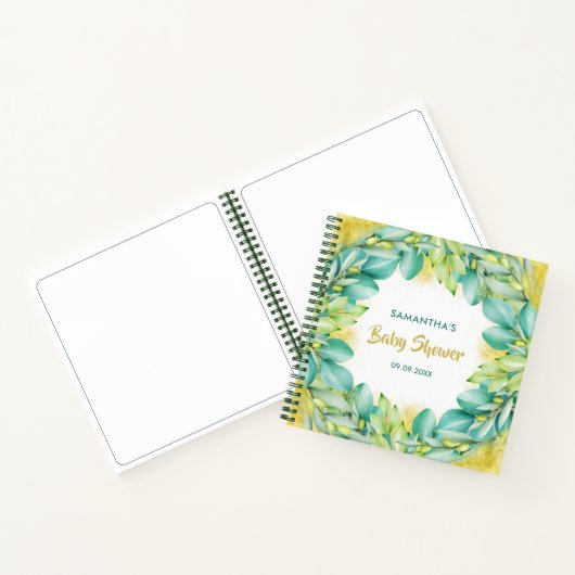 Baby shower Greenery Eucalyptus Olive Guest Book Notitieboek (Binnen)