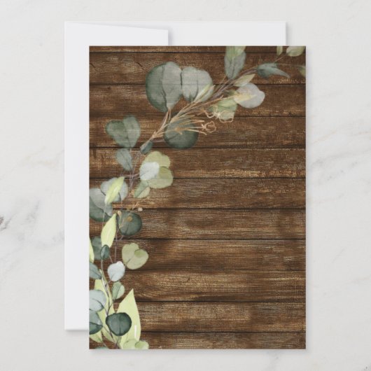 Baby shower Greenery Eucalyptus Rustic Kaart (Achterkant)